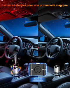 Chargeur de Voiture Rétractable 5 en 1 avec Diffuseur de parfum & Projecteur Ciel Etoilé