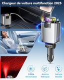 Chargeur de Voiture Rétractable 5 en 1 avec Diffuseur de parfum & Projecteur Ciel Etoilé