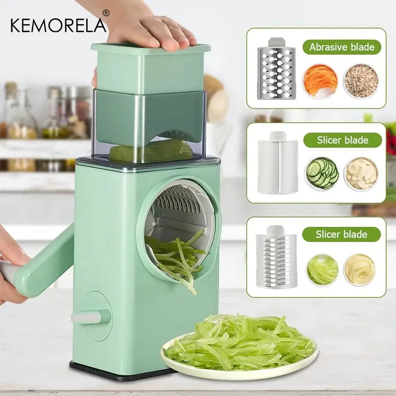 Multifunctional Roller 3 in 1 Vegetable Cutter Slicer Carrot Potato Chopper Machine Rotary Cheese Grater Kitchen Accessorie Tool