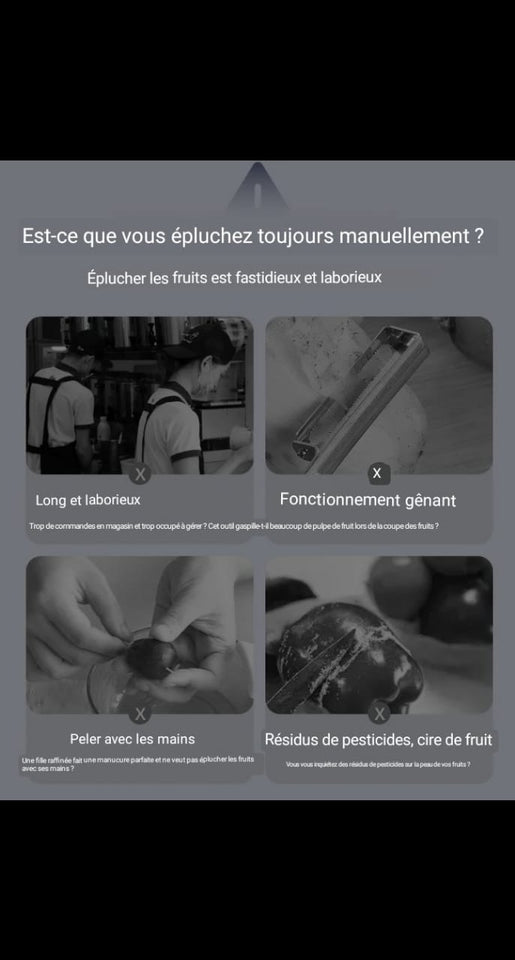 Épluchage automatique, zéro effort Vos fruit est legumes prêts en quelques secondes.